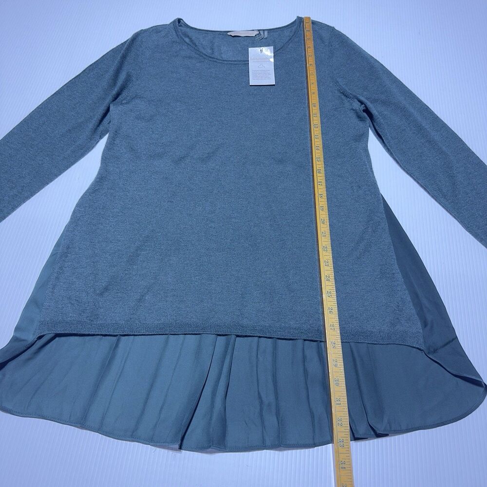 Soft Surroundings Knit Tunic Top Wool Alpaca Blend High Low Hem Size L Green NWT - Picture 8 of 9